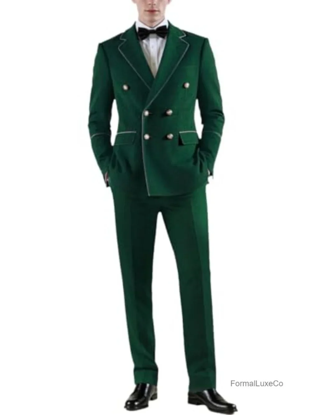Men's Velvet Double Breasted Suit Set 2 Piece Classic Fit Formal Wedding Tux